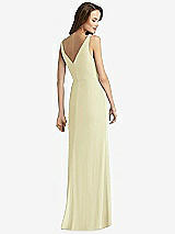 Rear View Thumbnail - Butter Yellow Sleeveless V-Back Long Trumpet Gown