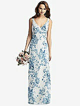Front View Thumbnail - Cottage Rose Dusk Blue Sleeveless V-Back Long Trumpet Gown