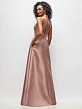 Rear View Thumbnail - Neu Nude High-Neck Cutout Satin Dress with Pockets