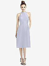 Front View Thumbnail - Silver Dove High-Neck Open-Back Satin Cocktail Dress