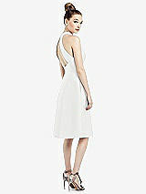 Rear View Thumbnail - White High-Neck Open-Back Satin Cocktail Dress