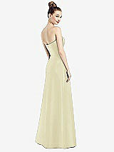 Rear View Thumbnail - Butter Yellow Strapless Notch Satin Gown with Pockets