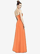 Rear View Thumbnail - Portofino Orange Strapless Notch Satin Gown with Pockets