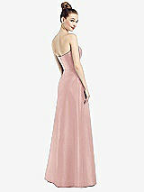 Rear View Thumbnail - Rose Strapless Notch Satin Gown with Pockets