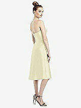 Rear View Thumbnail - Butter Yellow Strapless Notch Satin Cocktail Dress with Pockets