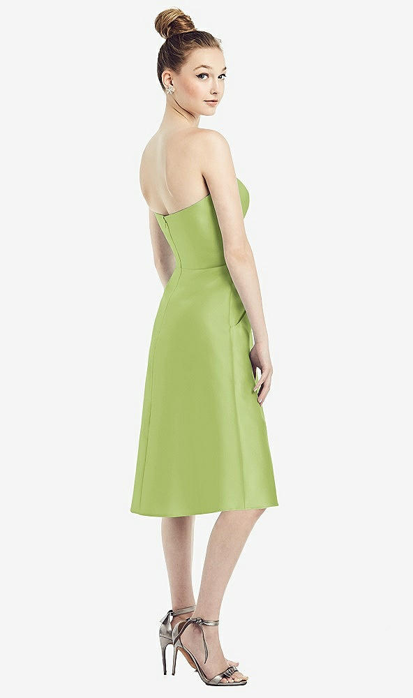 Back View - Mojito Strapless Notch Satin Cocktail Dress with Pockets
