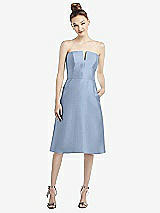 Front View Thumbnail - Cloudy Strapless Notch Satin Cocktail Dress with Pockets