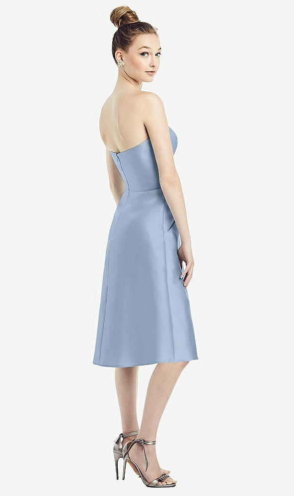 Back View - Cloudy Strapless Notch Satin Cocktail Dress with Pockets