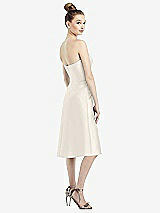 Rear View Thumbnail - Ivory Strapless Notch Satin Cocktail Dress with Pockets
