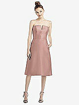 Front View Thumbnail - Neu Nude Strapless Notch Satin Cocktail Dress with Pockets