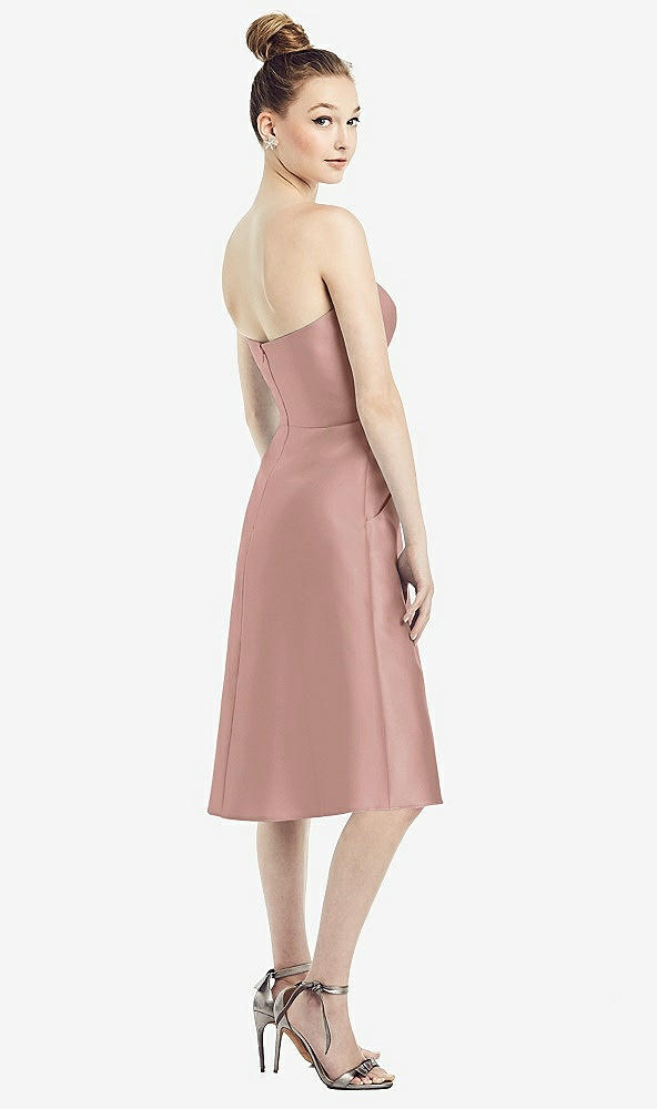 Back View - Neu Nude Strapless Notch Satin Cocktail Dress with Pockets