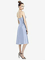 Rear View Thumbnail - Sky Blue Strapless Notch Satin Cocktail Dress with Pockets