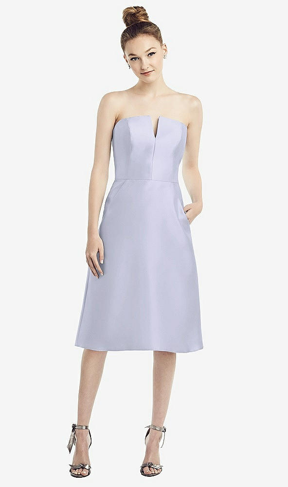 Front View - Silver Dove Strapless Notch Satin Cocktail Dress with Pockets