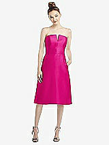 Front View Thumbnail - Think Pink Strapless Notch Satin Cocktail Dress with Pockets