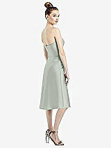 Rear View Thumbnail - Willow Green Strapless Notch Satin Cocktail Dress with Pockets