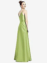 Rear View Thumbnail - Mojito Draped Wrap Satin Maxi Dress with Pockets