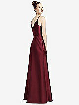 Rear View Thumbnail - Cabernet Draped Wrap Satin Maxi Dress with Pockets