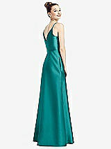 Rear View Thumbnail - Jade Draped Wrap Satin Maxi Dress with Pockets
