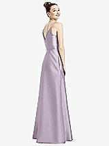 Rear View Thumbnail - Lilac Haze Draped Wrap Satin Maxi Dress with Pockets
