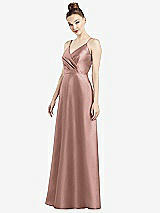 Front View Thumbnail - Neu Nude Draped Wrap Satin Maxi Dress with Pockets