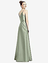 Rear View Thumbnail - Sage Draped Wrap Satin Maxi Dress with Pockets