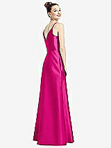 Rear View Thumbnail - Think Pink Draped Wrap Satin Maxi Dress with Pockets