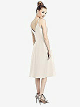 Rear View Thumbnail - Ivory Draped Faux Wrap Cocktail Dress with Pockets