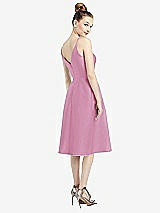 Rear View Thumbnail - Powder Pink Draped Faux Wrap Cocktail Dress with Pockets