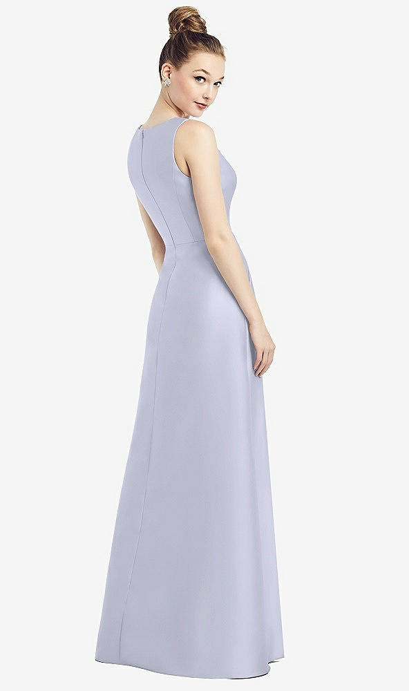 Back View - Silver Dove Sleeveless V-Neck Satin Dress with Pockets