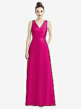 Front View Thumbnail - Think Pink Sleeveless V-Neck Satin Dress with Pockets