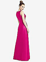 Rear View Thumbnail - Think Pink Sleeveless V-Neck Satin Dress with Pockets