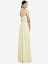 Rear View Thumbnail - Butter Yellow Spaghetti Strap Chiffon Maxi Dress with Jeweled Sash