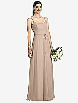 Front View Thumbnail - Topaz Spaghetti Strap Chiffon Maxi Dress with Jeweled Sash