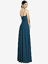 Rear View Thumbnail - Atlantic Blue Spaghetti Strap Chiffon Maxi Dress with Jeweled Sash