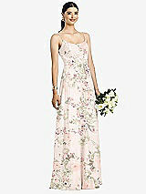 Front View Thumbnail - Blush Garden Spaghetti Strap Chiffon Maxi Dress with Jeweled Sash