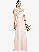 Front View Thumbnail - Blush Spaghetti Strap Chiffon Maxi Dress with Jeweled Sash