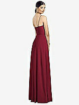 Rear View Thumbnail - Burgundy Spaghetti Strap Chiffon Maxi Dress with Jeweled Sash