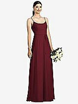 Front View Thumbnail - Cabernet Spaghetti Strap Chiffon Maxi Dress with Jeweled Sash