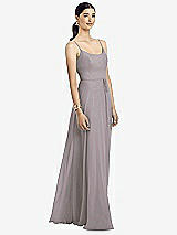 Alt View 1 Thumbnail - Cashmere Gray Spaghetti Strap Chiffon Maxi Dress with Jeweled Sash
