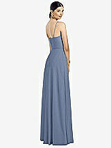 Rear View Thumbnail - Larkspur Blue Spaghetti Strap Chiffon Maxi Dress with Jeweled Sash