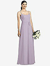 Front View Thumbnail - Lilac Haze Spaghetti Strap Chiffon Maxi Dress with Jeweled Sash