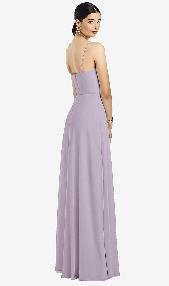 Back View - Lilac Haze Spaghetti Strap Chiffon Maxi Dress with Jeweled Sash