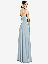 Rear View Thumbnail - Mist Spaghetti Strap Chiffon Maxi Dress with Jeweled Sash