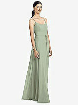 Alt View 1 Thumbnail - Sage Spaghetti Strap Chiffon Maxi Dress with Jeweled Sash
