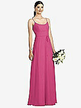 Front View Thumbnail - Tea Rose Spaghetti Strap Chiffon Maxi Dress with Jeweled Sash