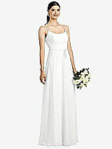 Front View Thumbnail - White Spaghetti Strap Chiffon Maxi Dress with Jeweled Sash