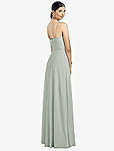 Rear View Thumbnail - Willow Green Spaghetti Strap Chiffon Maxi Dress with Jeweled Sash