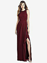 Alt View 1 Thumbnail - Cabernet Sleeveless Chiffon Dress with Draped Front Slit