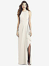 Front View Thumbnail - Ivory Sleeveless Chiffon Dress with Draped Front Slit