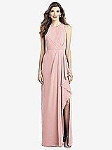 Front View Thumbnail - Rose Sleeveless Chiffon Dress with Draped Front Slit
